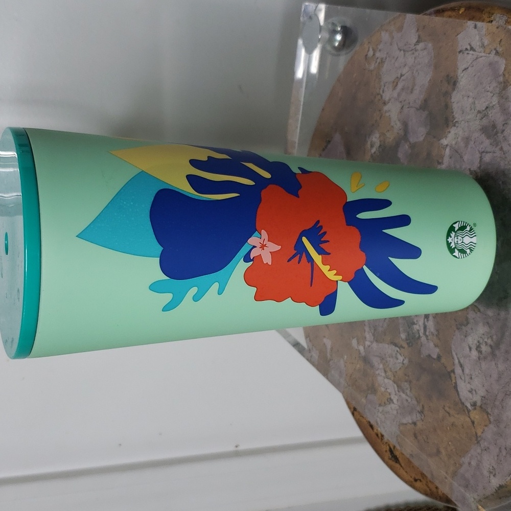 STARBUCKS TEAL HIBISCUS TUMBLER